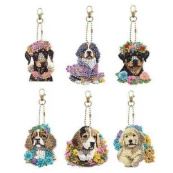 Купити Набір брелків алмазна викладка "Собачки" BR42 з інструментами 6 шт Набір брелків алмазна викладка "Собачки" BR42 з інструментами 6 шт